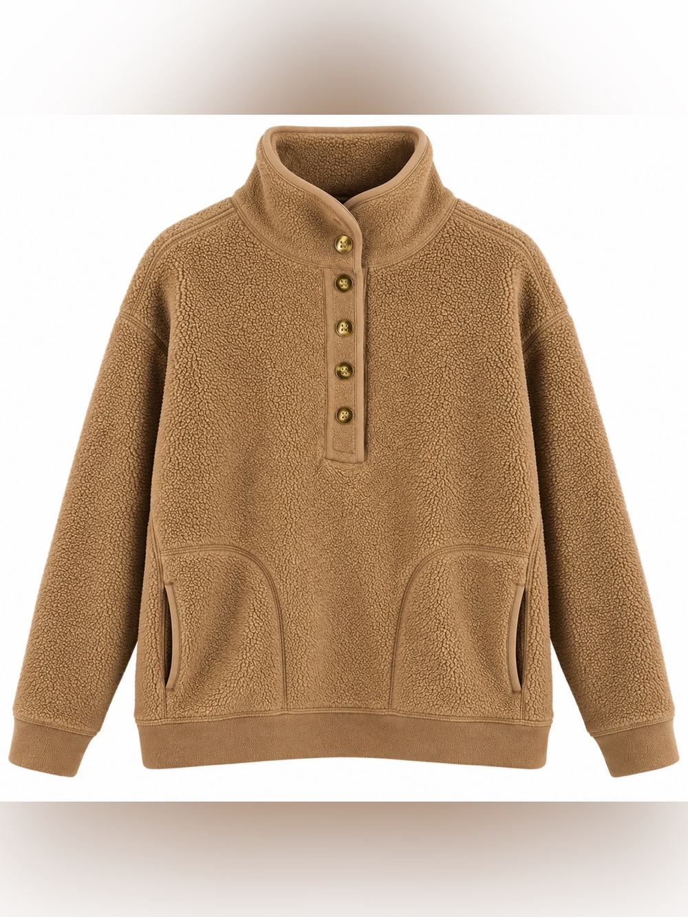 Dudley Stephens Camel Sherpa Snap Pullover Size M